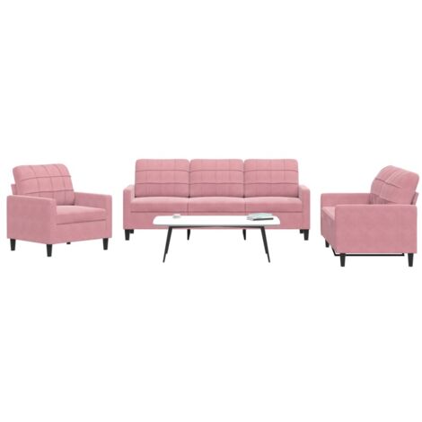 Ensemble de canapés 3 pcs avec coussins Rose Velours vidaXL (1/5)