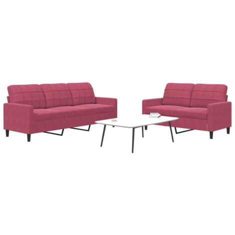 Ensemble de canapés 2 pcs avec coussins Rouge bordeaux Velours vidaXL (1/5)