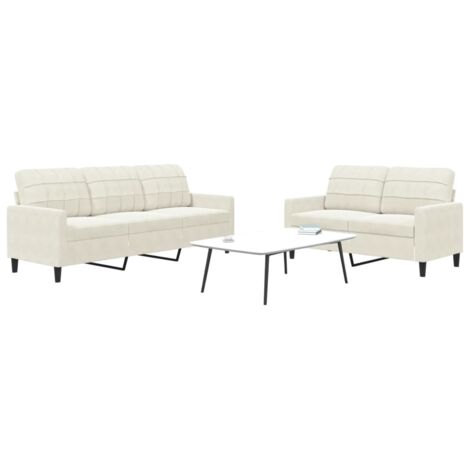 Vidaxl – Ensemble de canapés 2 places crème velours – Canapé droit 137x77x80 cm – Cadre métal robuste – Tissu 100% polyester (1/6)