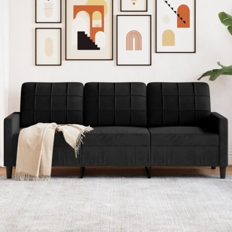 Canapé à 3 places Noir 180 cm Velours vidaXL (1/6)