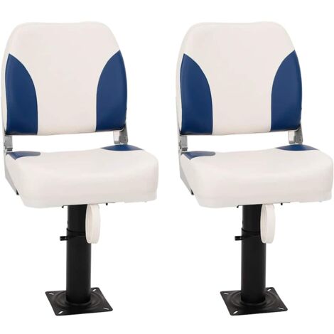 Siège de bateau pliable lot de 2 bleu et blanc vidaXL