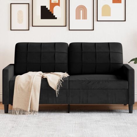Canapé à 2 places Noir 140 cm Velours vidaXL (1/6)