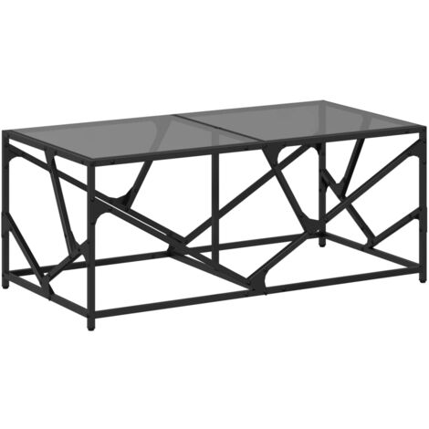 Table basse avec dessus en verre noir 98,5x50x41 cm acier vidaXL (1/5)