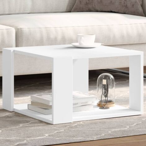 Vidaxl – Table basse fixe blanche 51,5x51,5x30 cm – Bois d'ingénierie – Capacité de charge 75 kg – Espace de rangement pratique