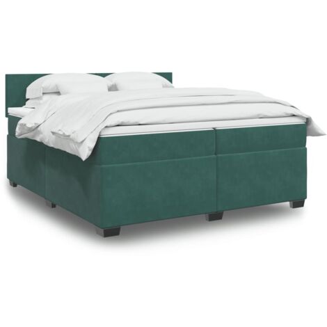 vidaXL Sommier à lattes de lit et matelas Vert foncé 200x200cm Velours