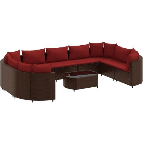 Salon de jardin 10 pcs avec coussins marron résine tressée vidaXL (1/5)