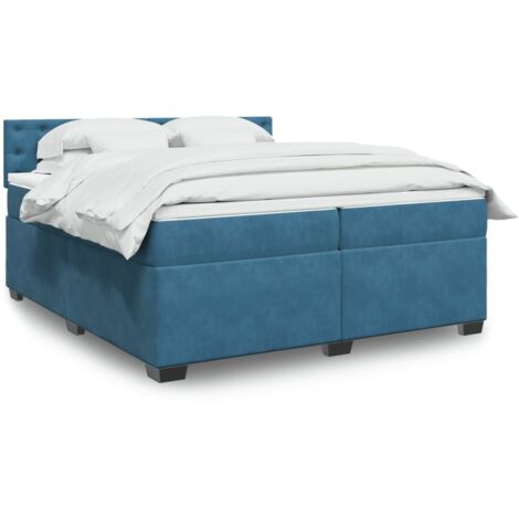 vidaXL Sommier à lattes de lit et matelas Bleu 200x200 cm velours