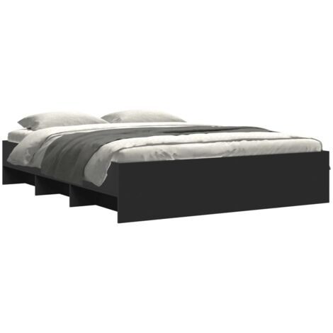 Cadre de lit sans matelas noir 160x200 cm bois d'ingénierie vidaXL (1/5)