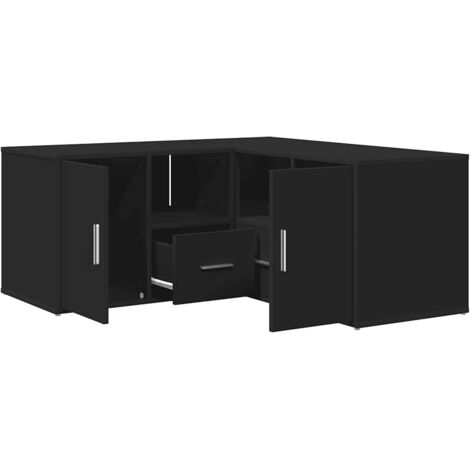Vidaxl – Etagère d'angle noire 160x40x45 cm – Bois d'ingénierie – Charge maximale 90 kg – 2 modes d'assemblage – Grand espace de rangement (1/5)