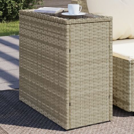 Table d'appoint de jardin avec dessus en verre gris clair rotin vidaXL