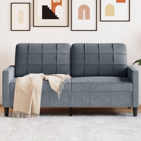 Canapé à 2 places Gris foncé 140 cm Velours vidaXL (1/6)