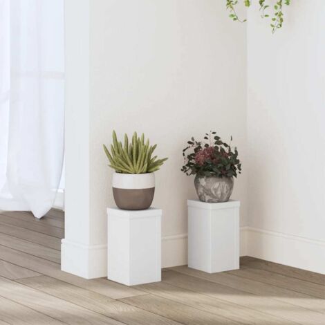 Vidaxl – Supports pour plantes 2 pcs – Bois d'ingénierie blanc – Dimensions 10x10x18 cm – Capacité 50 kg – Design minimaliste pour intérieur