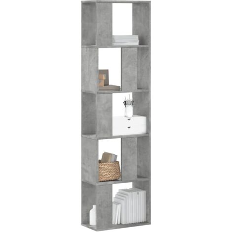 vidaXL Bibliothèque 5 niveaux gris béton bois d'ingénierie