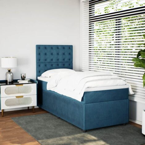 Sommier à lattes de lit avec matelas bleu 80x200 cm velours vidaXL