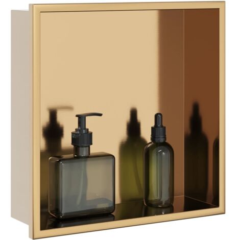 Vidaxl – Niche de douche doré brossé 32x32x9 cm – Acier inoxydable résistant à la corrosion – Installation encastrée – Grand espace de rangement
