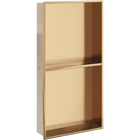 Vidaxl – Niche de douche doré brossé 32x62x9 cm – Acier inoxydable résistant à la corrosion – Grand espace de rangement – Installation facile (1/6)