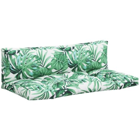 Vidaxl – Coussins de palette lot de 2 – Motif feuilles – Tissu 100% polyester – Dimensions 110x58x10 cm et 110x30x10 cm – Imperméable