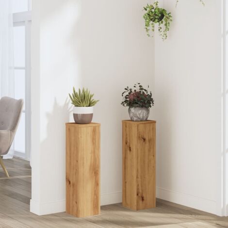 Vidaxl – Supports pour plantes 2 pcs en bois d'ingénierie chêne artisanal – Dimensions 17x17x60 cm – Capacité 50 kg – Pour intérieur