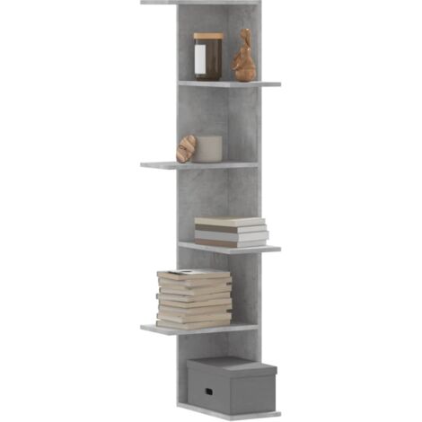 vidaXL Wall Corner Shelf Concrete Grey 36,5x36,5x140 cm Engineered Wood (1/5)