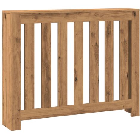 Vidaxl – Cache-radiateur en bois d'ingénierie chêne artisanal 104x20x82 cm – Résistant à l'humidité – Design moderne à lattes – Étagère décorative