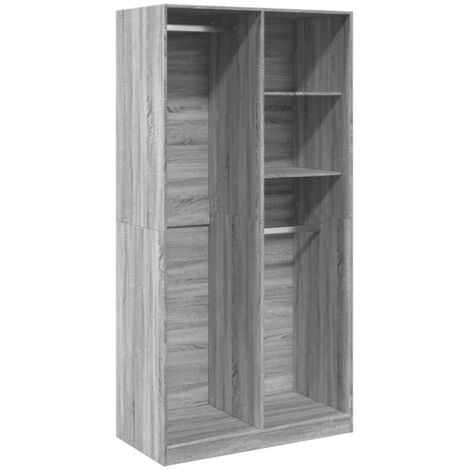 Vidaxl – Garde-robe sonoma gris 100x50x200 cm – Bois d'ingénierie pour petits espaces – Dispositif de fixation murale inclus
