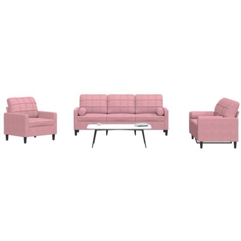 Ensemble de canapés 3pcs et coussins et traversins rose velours vidaXL (1/5)