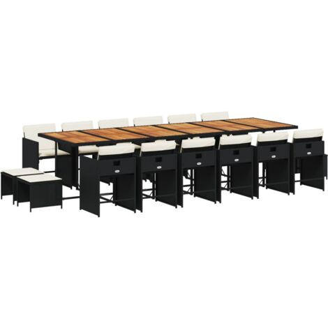 Ensemble à manger de jardin 17 pcs coussins noir résine tressée vidaXL