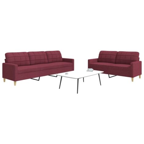 Ensemble de canapés 2 pcs rouge bordeaux tissu vidaXL (1/5)