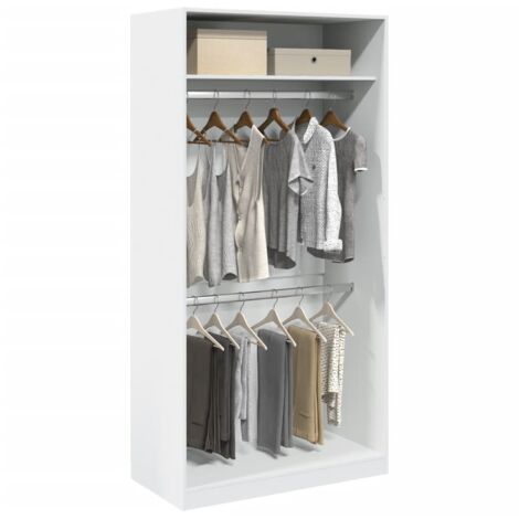 Vidaxl – Garde-robe blanche 100x50x200 cm – Bois d'ingénierie – 2 compartiments – Design compact pour petits espaces