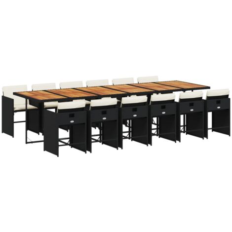 Ensemble à manger de jardin 13 pcs coussins noir résine tressée vidaXL