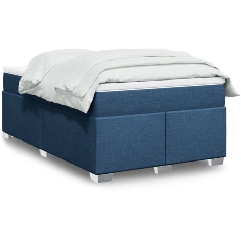 Sommier à lattes de lit avec matelas Bleu 120x200 cm Tissu vidaXL (1/5)