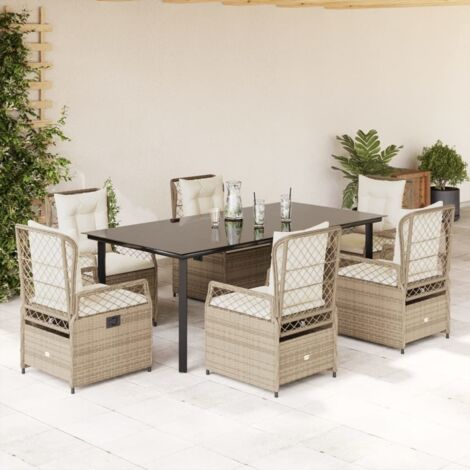 Ensemble à manger de jardin et coussins 9 pcs beige Poly rotin vidaXL (1/5)