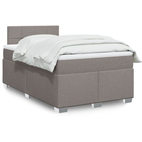 Sommier à lattes de lit avec matelas Taupe 120x200 cm Tissu vidaXL (1/5)
