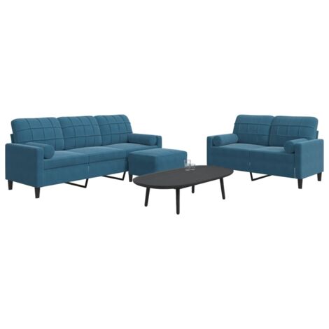 Ensemble de canapés 3pcs et coussins et traversins bleu velours vidaXL (1/5)