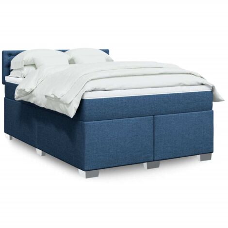 vidaXL Sommier à lattes de lit avec matelas Bleu 160x200 cm Tissu
