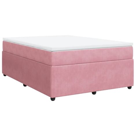 Sommier à lattes de lit avec matelas Rose 140x190 cm Velours vidaXL (1/5)