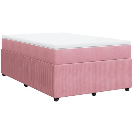 Sommier à lattes de lit avec matelas Rose 120x200 cm Velours vidaXL (1/5)