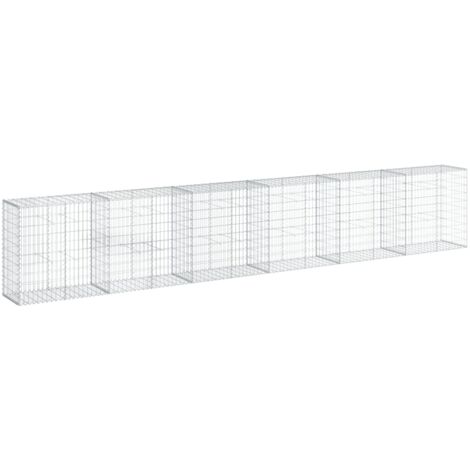 Vidaxl – Panier gabion avec couvercle 600x50x100 cm – Fer galvanisé résistant à la corrosion – Capacité de charge 1800 kg/m³ – Assemblage sans outil