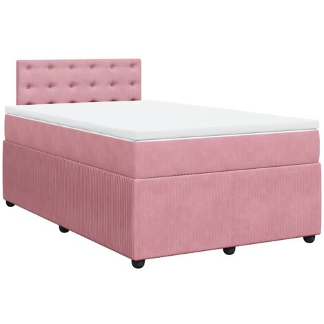 Sommier à lattes de lit avec matelas Rose 120x200 cm Velours vidaXL (1/5)