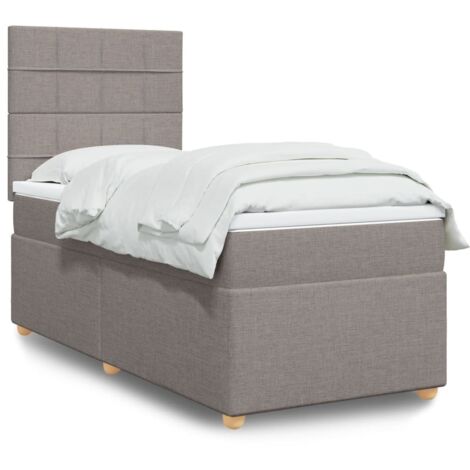 Sommier à lattes de lit avec matelas Taupe 80x200 cm Tissu vidaXL (1/5)