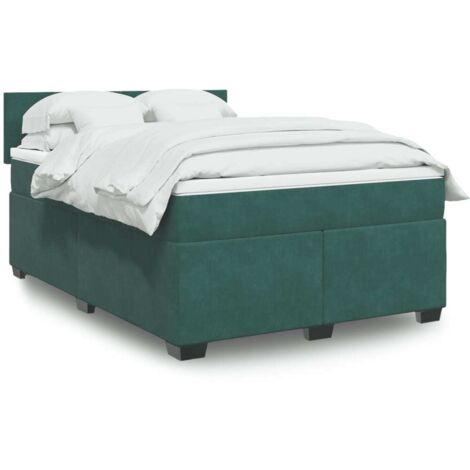 vidaXL Sommier à lattes de lit et matelas Vert foncé 160x200cm Velours