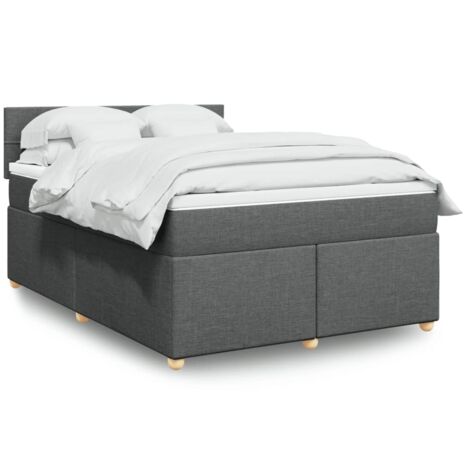 vidaXL Sommier à lattes de lit avec matelas Gris foncé 140x200cm Tissu (1/5)