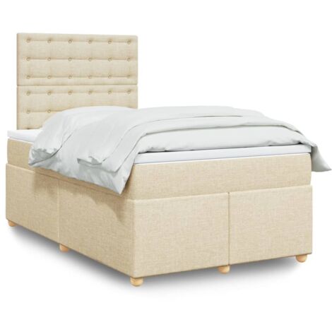 Sommier à lattes de lit avec matelas crème 120x190 cm tissu vidaXL (1/5)