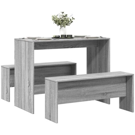 vidaXL Ensemble table à manger et bancs 3 pcs bois d'ingénierie