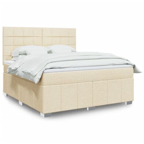 Sommier à lattes de lit avec matelas Crème 180x200 cm Tissu vidaXL (1/5)