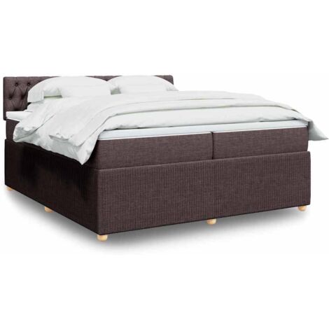 Sommier à lattes de lit avec matelas Marron foncé 200x200 cm vidaXL (1/5)
