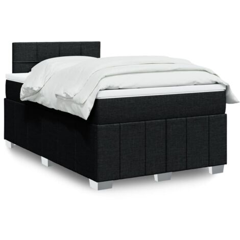 vidaXL Sommier à lattes de lit avec matelas Noir 120x200 cm Tissu