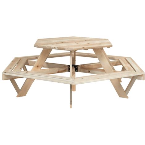 Table de pique-nique pour 6 enfants avec bancs hexagonal sapin vidaXL