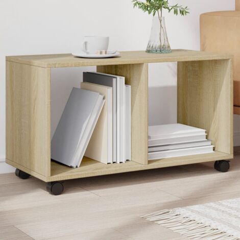 Vidaxl – Armoire à roulettes chêne sonoma 72x33x42,5cm – Bois d'ingénierie durable – 4 roulettes pivotantes dont 2 avec freins – Rangement pratique