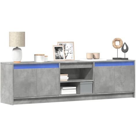 Meuble TV avec LED gris béton 180x34x50 cm bois d'ingénierie vidaXL (1/7)